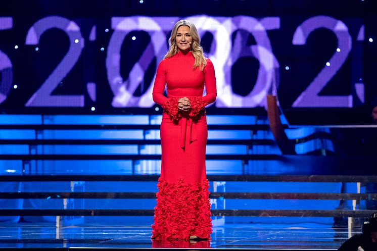 Programledare Kristin Kaspersen under Idrottsgalan den 15 januari 2018 i Stockholm.