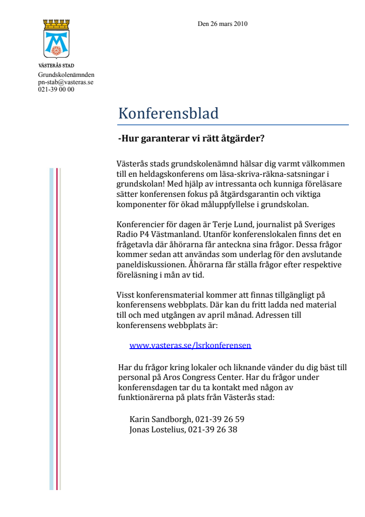Konferens om läsa-skriva-räkna-satsningar i grundskolan 