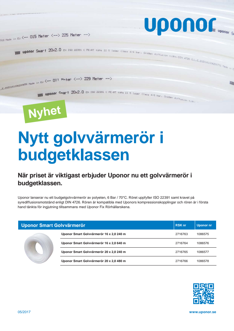 Nytt golvvärmerör i budgetklassen