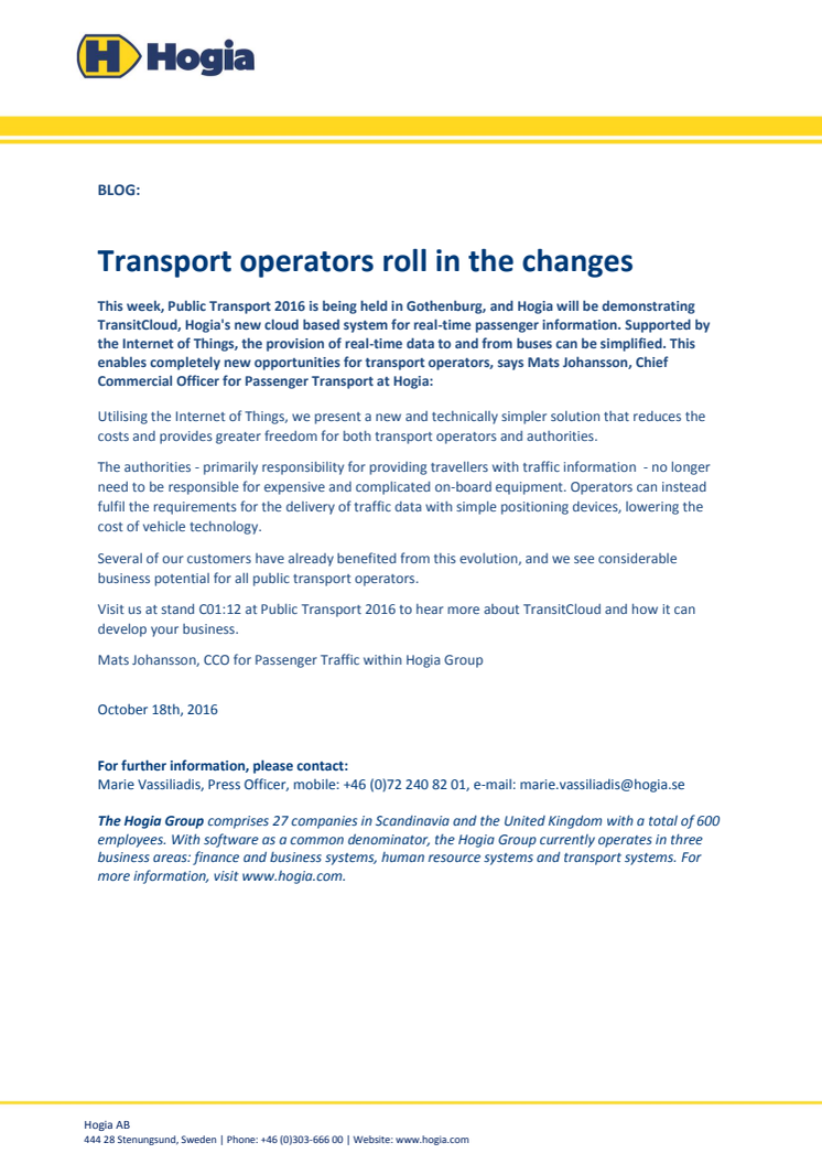 Transport operators roll in the changes