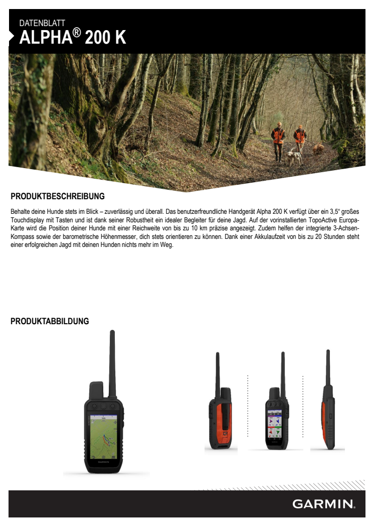 Garmin Datenblatt Alpha 200 K