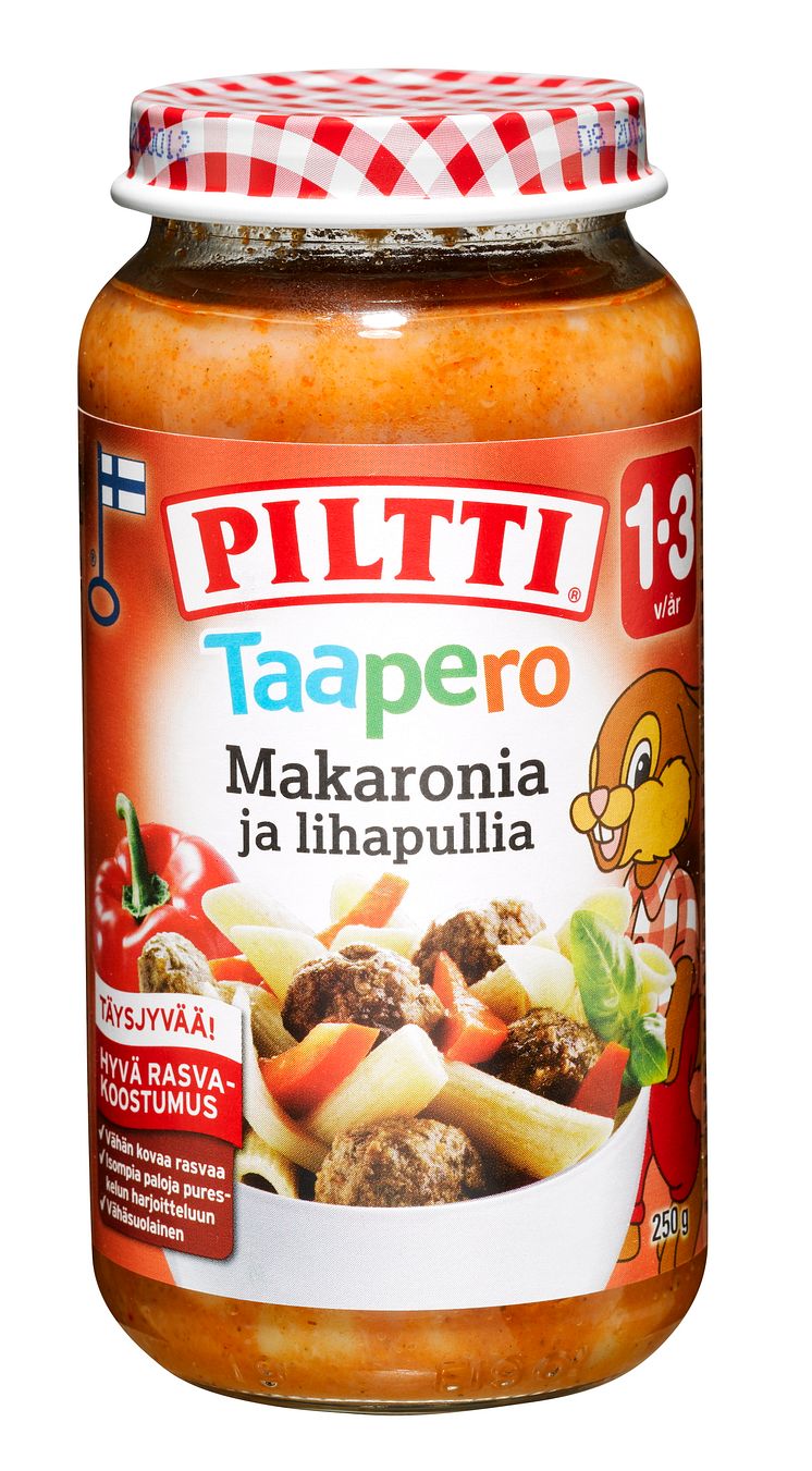 Piltti Taapero, Makaronia ja lihapullia 250 g, 1–3-vuotiaille