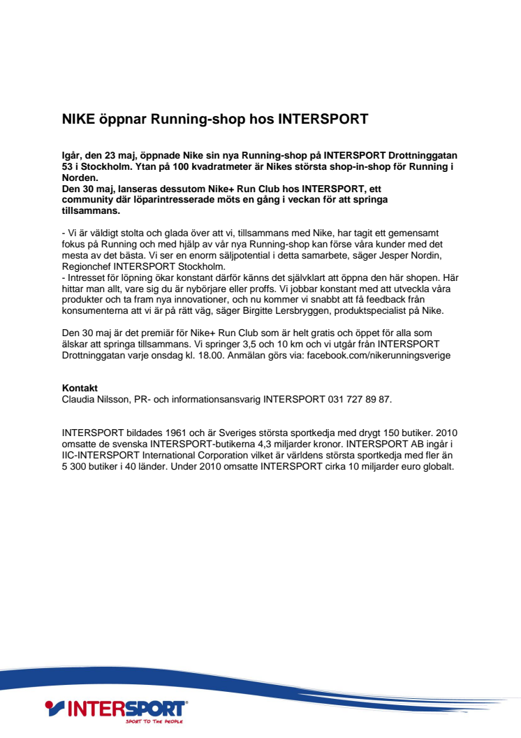 NIKE öppnar Running-shop hos INTERSPORT