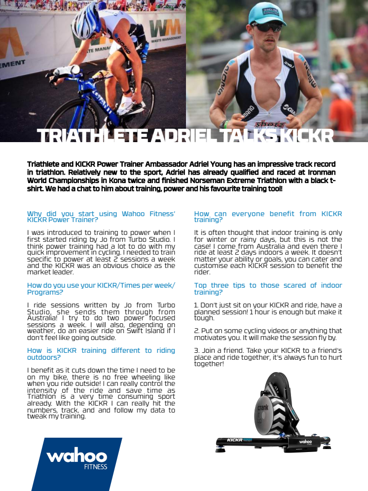 Triathlet Adriel Young pratar träning, power och KICKR.