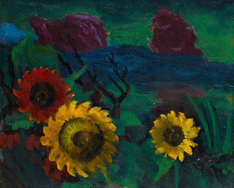 Emil Nolde, Sonnenblumen – Abend I, 1944, olja på duk, 73,5 x 88 cm. ©Nolde Stiftung Seebüll..jpg