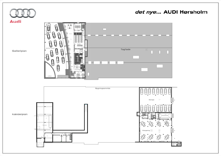 AUDI Hørsholm - Galleri og kælderplan