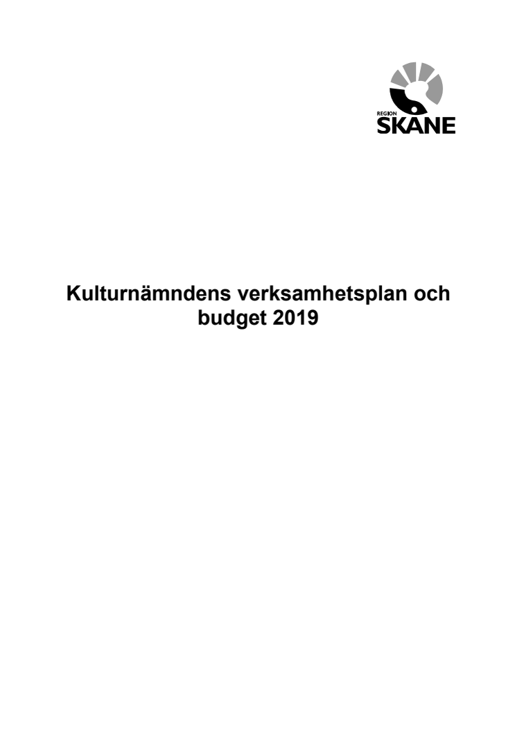 Kulturnämndens verksamhetsplan och budget 2019