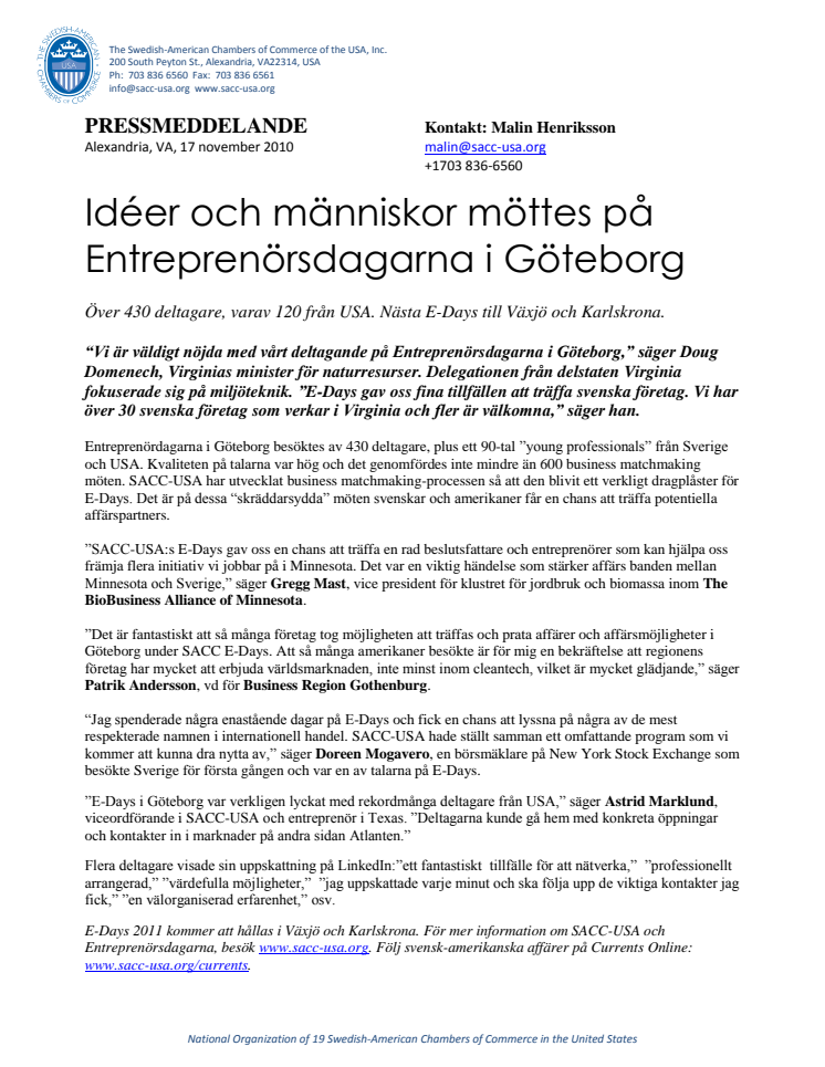 Idéer och människor möttes på Entreprenörsdagarna i Göteborg