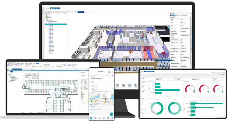 BU: Mit der Integration der BIM-Plattform Allplan Bimplus in das CAFM-System MCS 20 bringen ALLPLAN und Spacewell die Vorteile von BIM in die CAFM-Werkstatt von Drees & Sommer ein. 