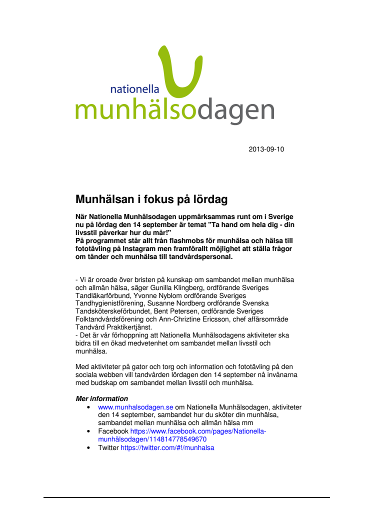 Munhälsan i fokus på lördag