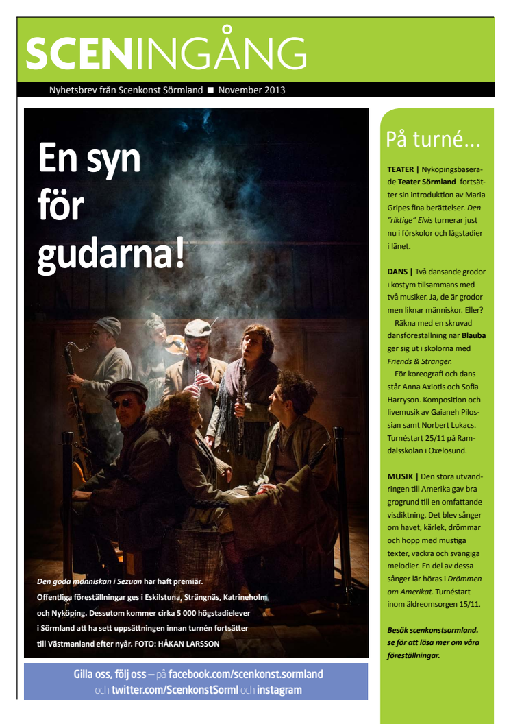 Sceningång November - Månadsbrev från Scenkonst Sörmland