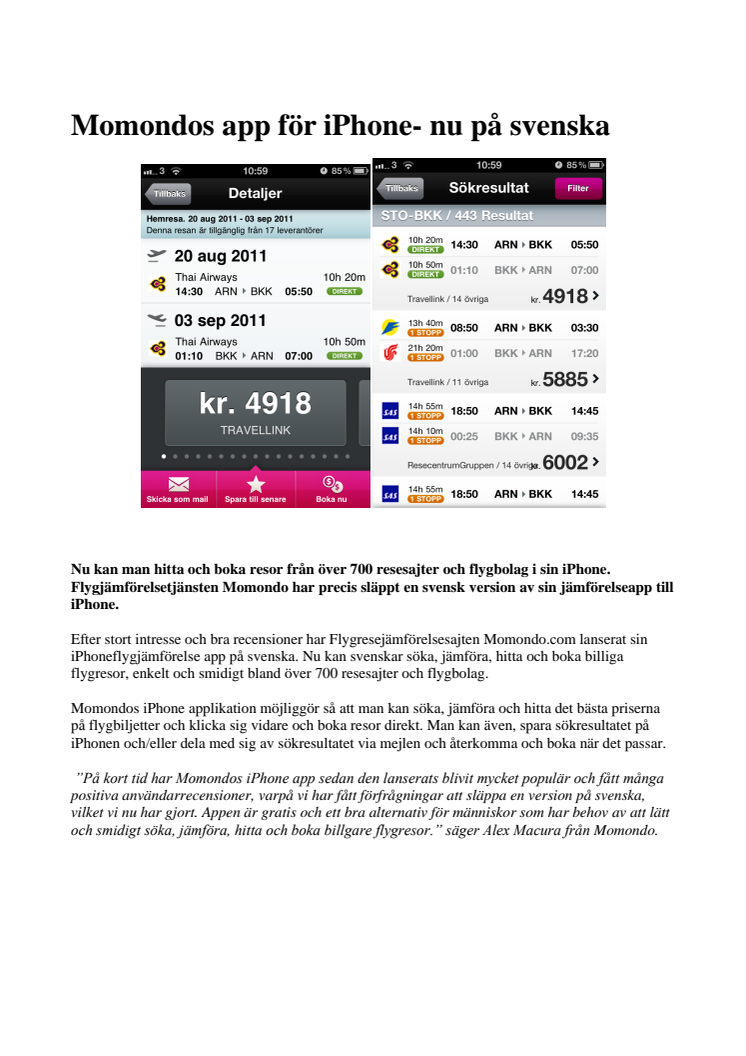 Momondos app för iPhone- nu på svenska