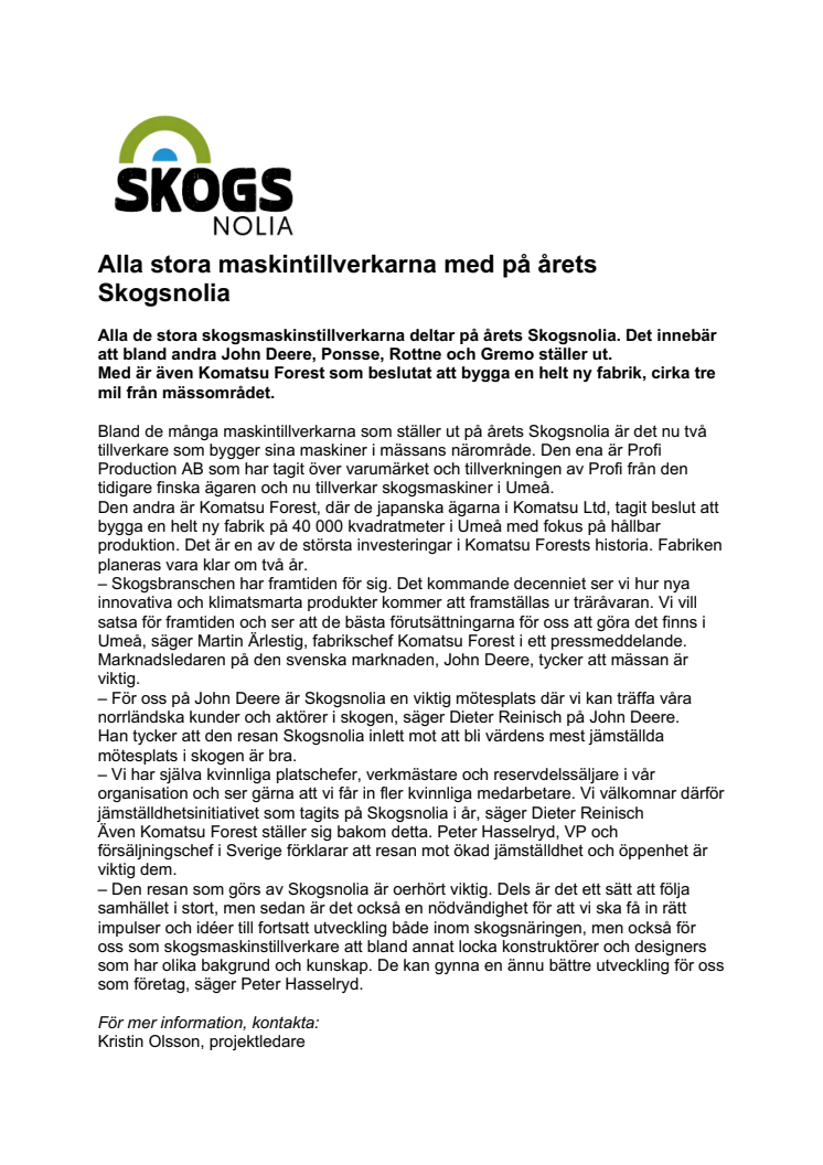 Alla stora maskintillverkarna med på årets Skogsnolia