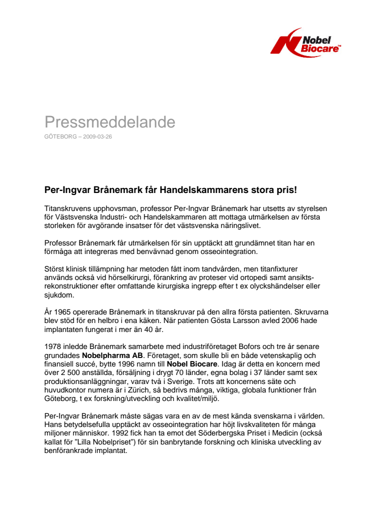 Per-Ingvar Brånemark får Handelskammarens stora pris! 