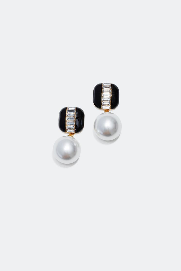 Earrings with Rhinestones and Pearl