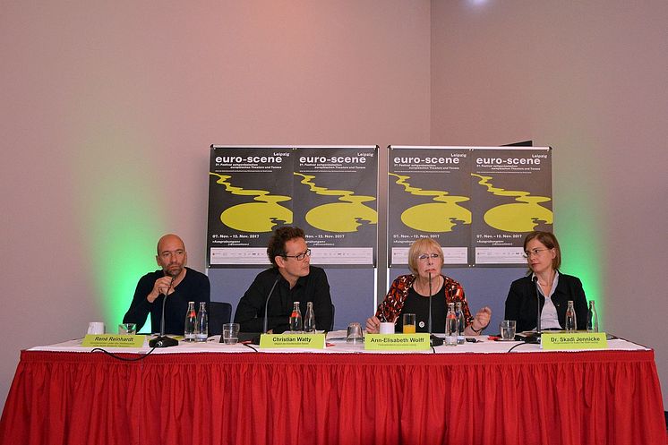 Pressekonferenz zur euro-scene Leipzig (v.l.n.r. René Reinhardt, Christian Watty, Ann-Elisabeth Wolff & Dr. Skadi Jennicke)
