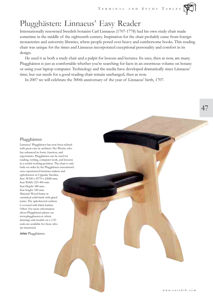 English poster with photo of the Linnaeus Lap Top Desk
