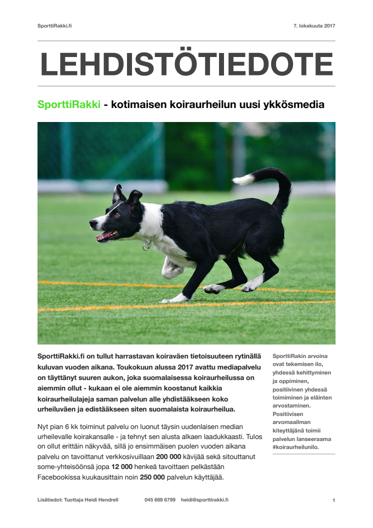 SporttiRakki - kotimaisen koiraurheilun uusi ykkösmedia