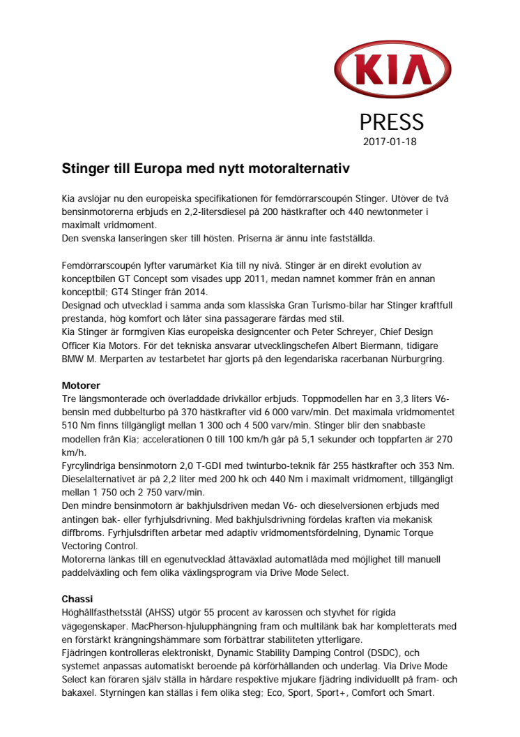 Stinger till Europa med nytt motoralternativ