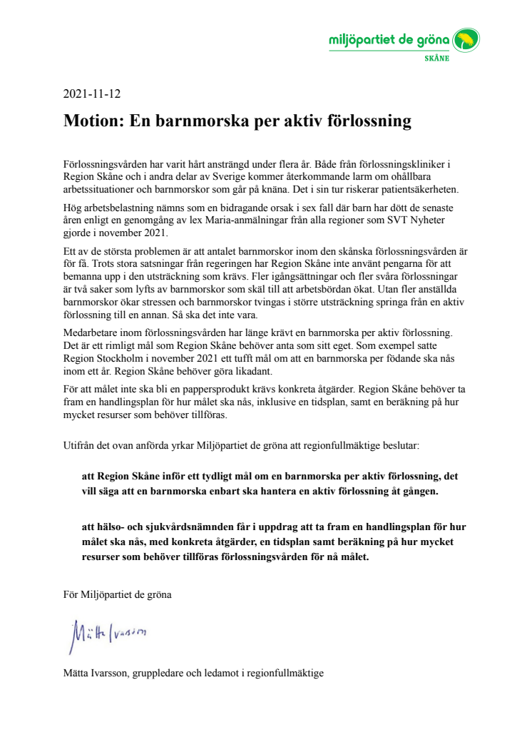 Motion MP En barnmorska per aktiv förlossning.pdf