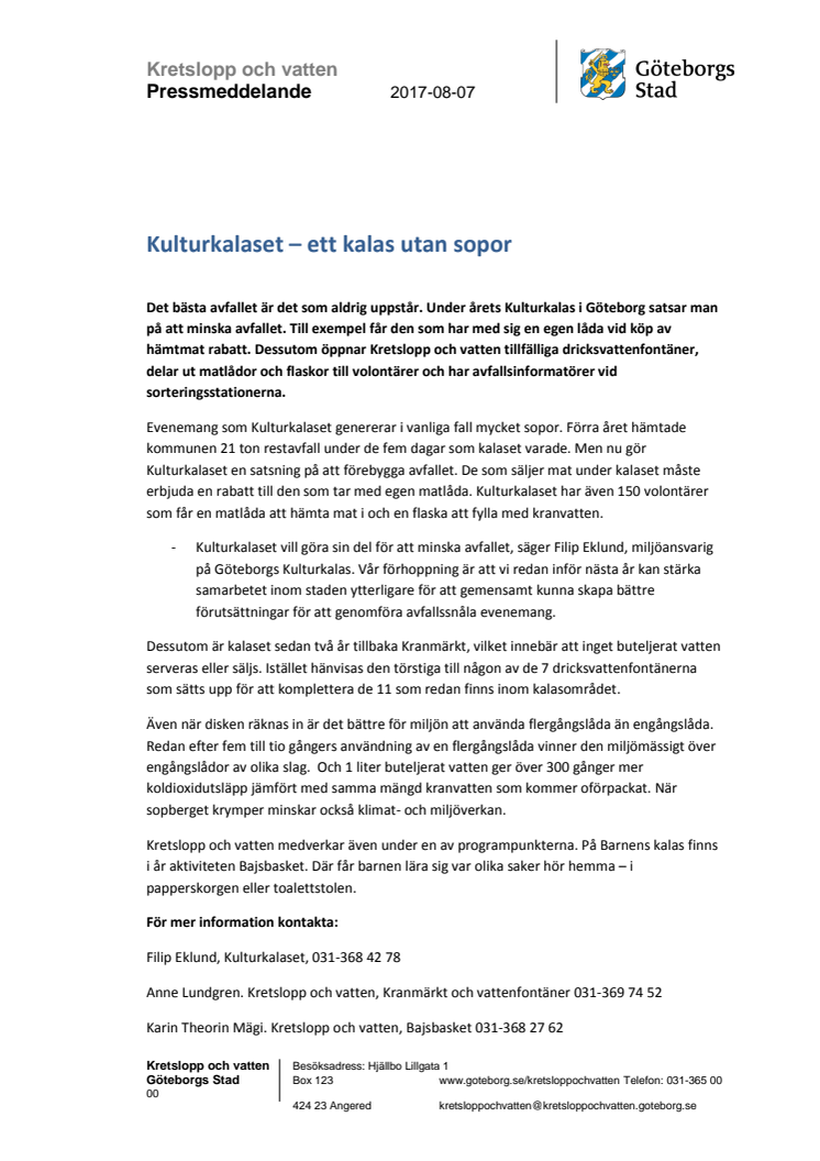 Kulturkalaset – ett kalas utan sopor