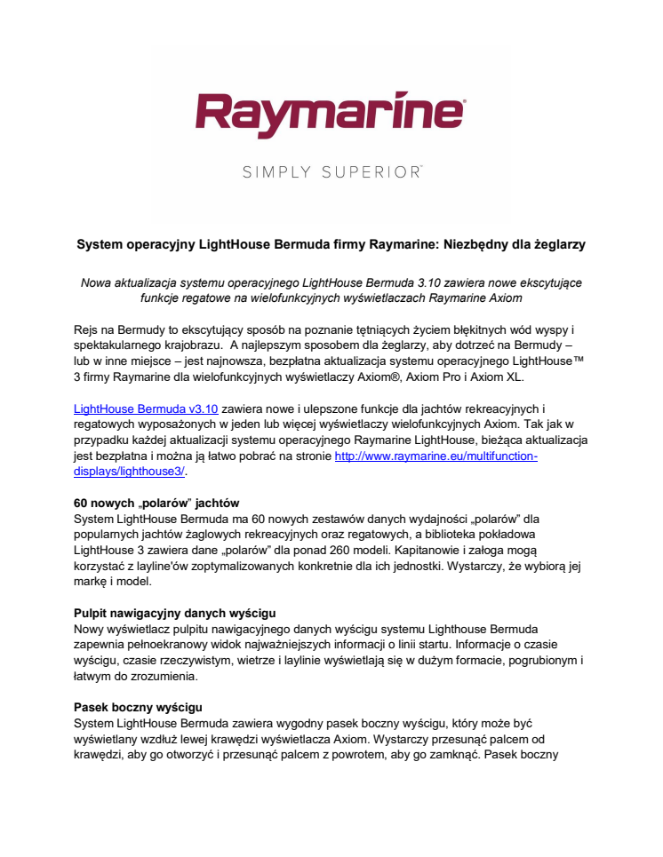 System operacyjny LightHouse Bermuda firmy Raymarine: Niezbędny dla żeglarzy