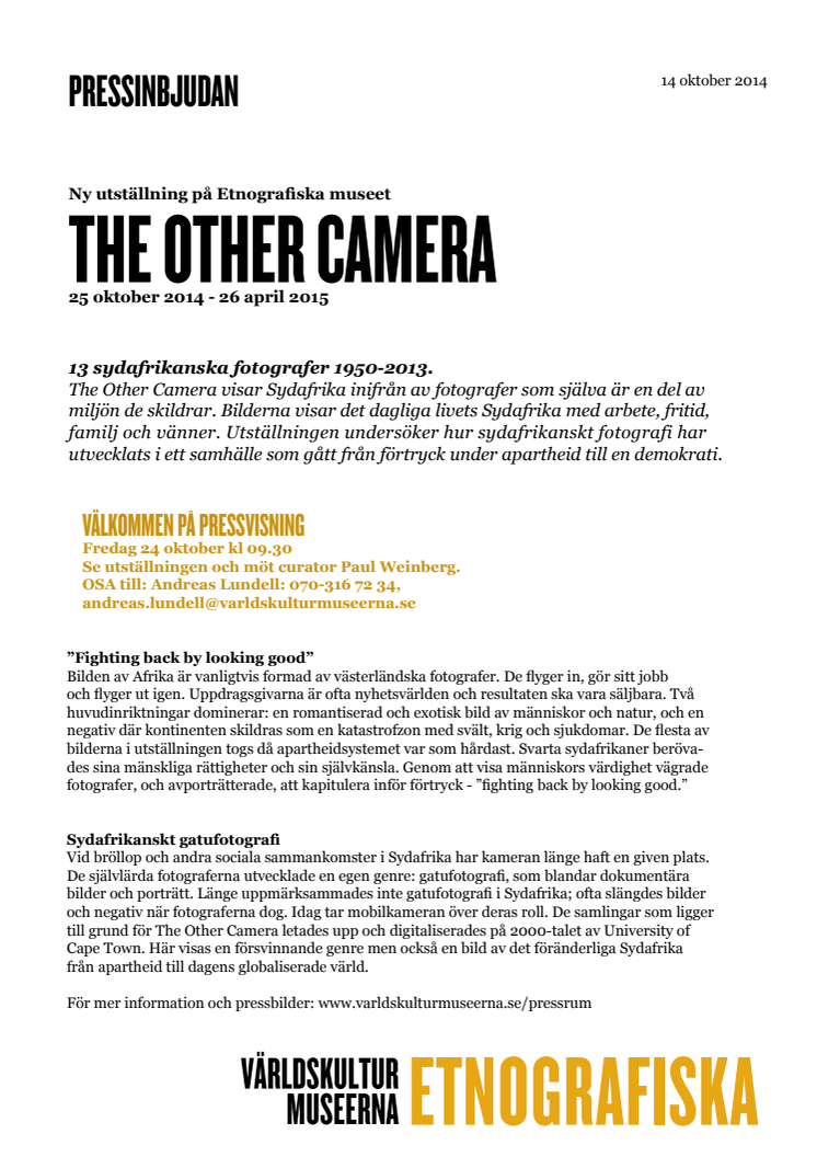 The Other Camera - 13 sydafrikanska fotografer 1950-2013