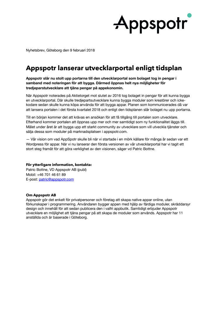 Appspotr lanserar utvecklarportal 