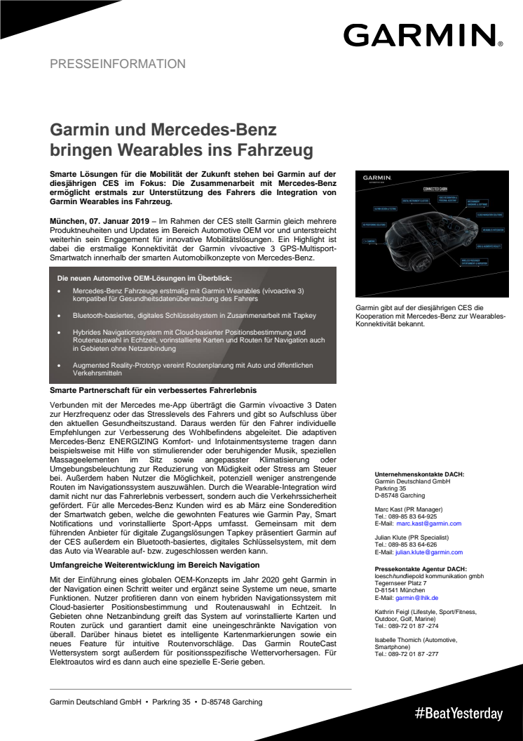 Garmin und Mercedes-Benz bringen Wearables ins Fahrzeug 