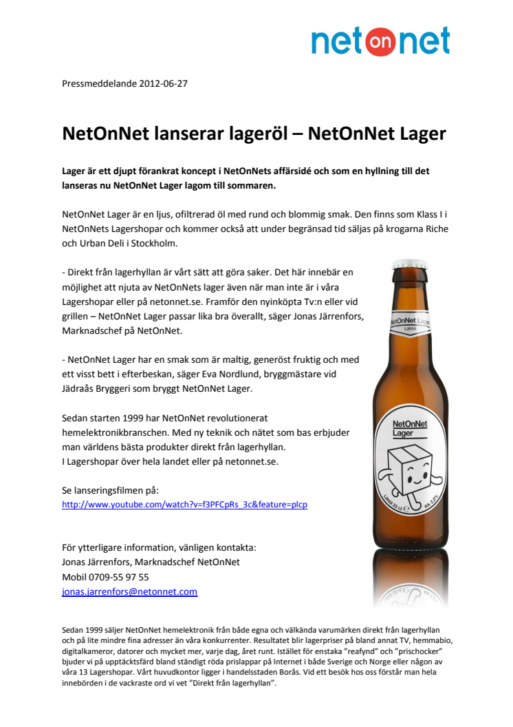 NetOnNet lanserar lageröl – NetOnNet Lager