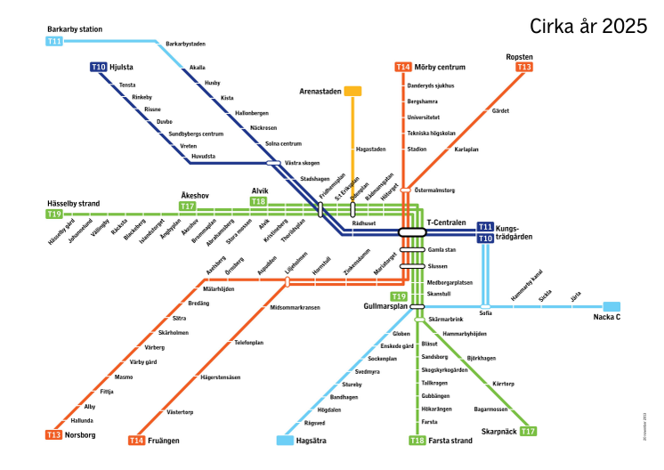 Framtidens spårtrafikkarta - tunnelbanesträckningar