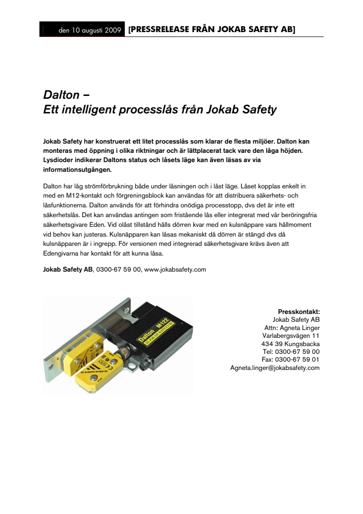 Dalton –  Ett intelligent processlås från Jokab Safety