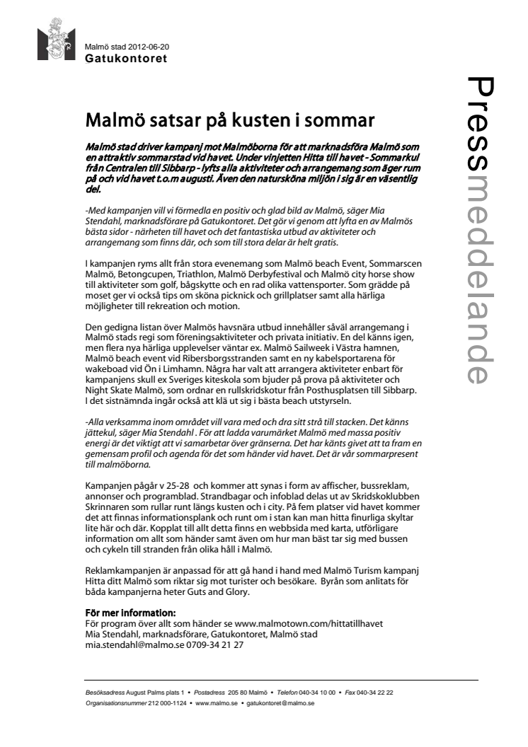 Malmö satsar på kusten i sommar