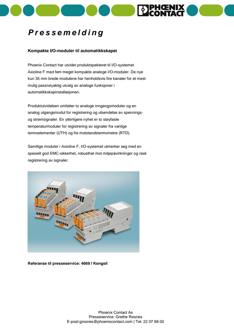 Kompakte I/O-moduler til automatikkskapet