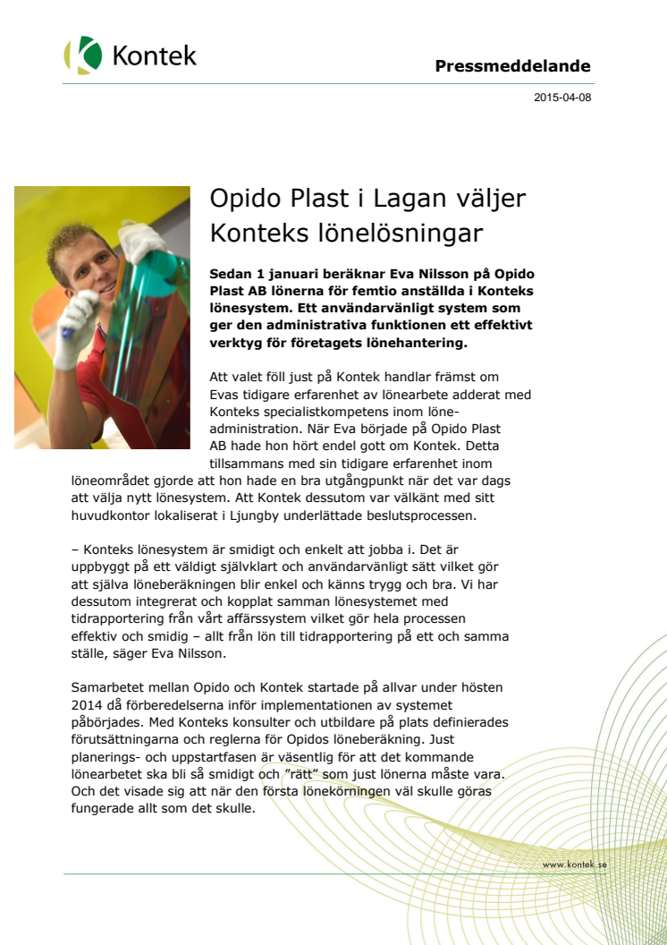 Opido Plast i Lagan väljer Konteks lönelösningar