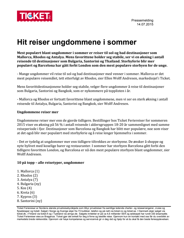 Hit reiser ungdommene i sommer