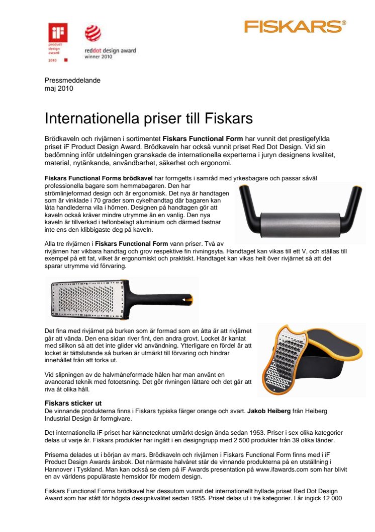 Internationella priser till Fiskars