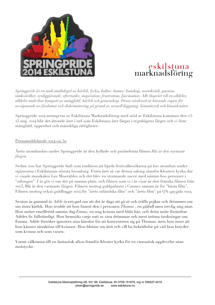 Springprides utomhusbio 2014: Blå är den varmaste färgen