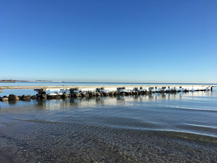 Steg am Südstrand im Winter