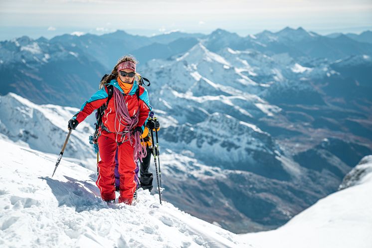 Caro North auf dem Vorstieg zum Breithorn
