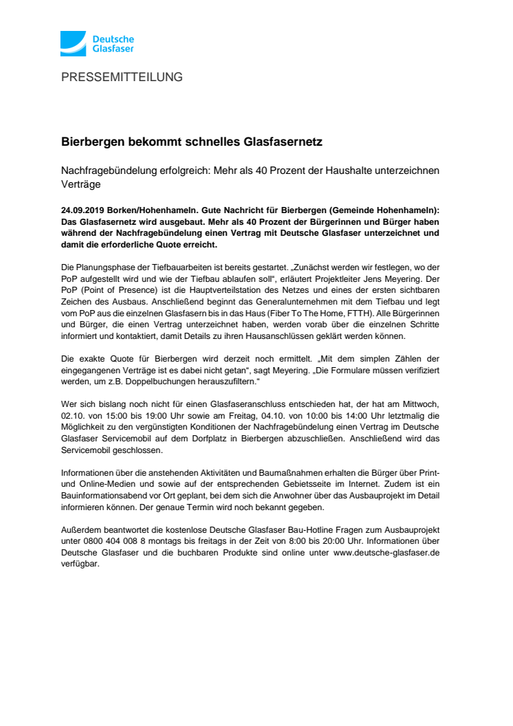 Bierbergen bekommt schnelles Glasfasernetz