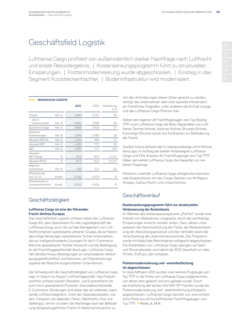 LCAG Auszug Geschäftsbericht 2021 Deutsche Lufthansa AG