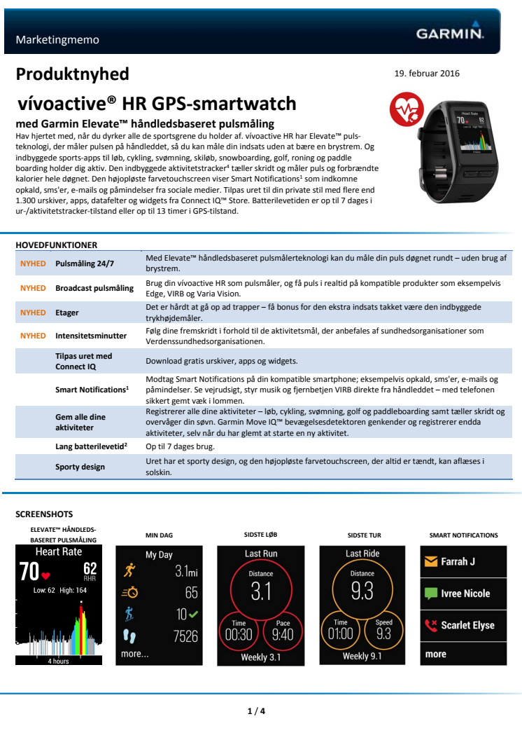 Garmin vívoactive® HR GPS-smartwatch