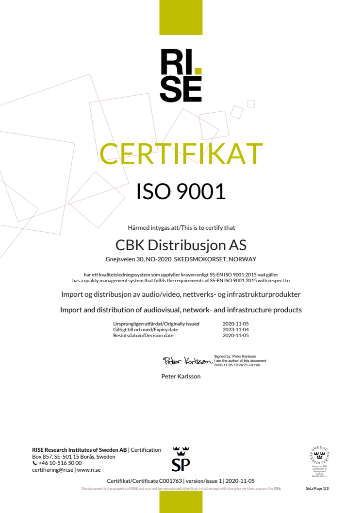 ISO 9001 Serfitikat