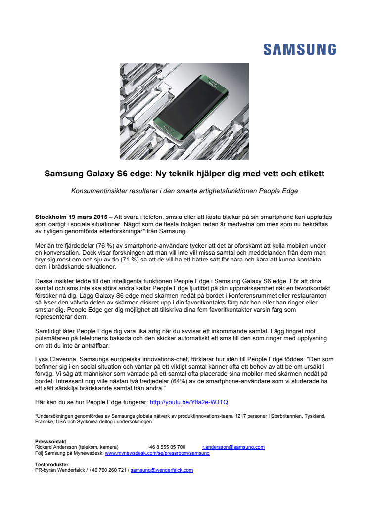 Samsung Galaxy S6 edge: Ny teknik hjälper dig med vett och etikett 