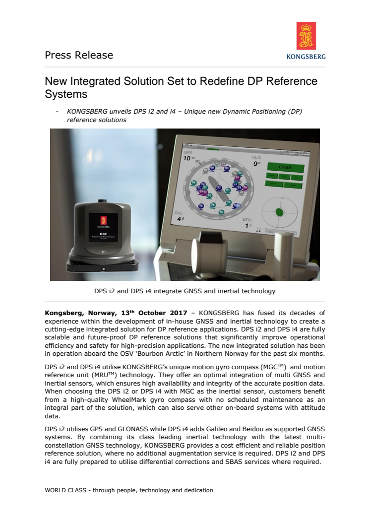 Kongsberg Maritime: New Integrated Solution Set to Redefine DP Reference Systems