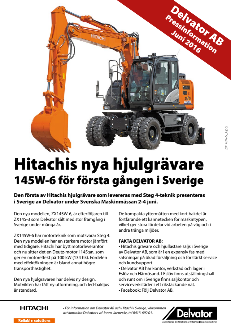 Hitachis nya hjulgrävare 145W-6 på Svenska Maskinmässan