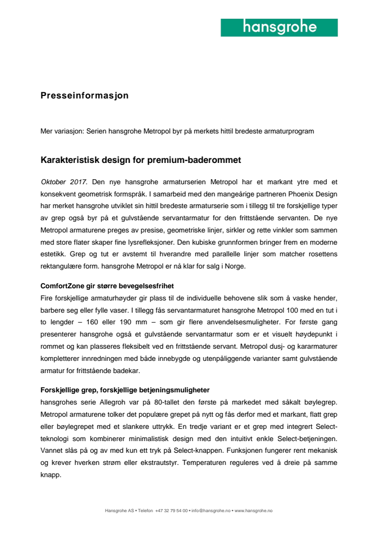 Karakteristisk design for premium-baderommet