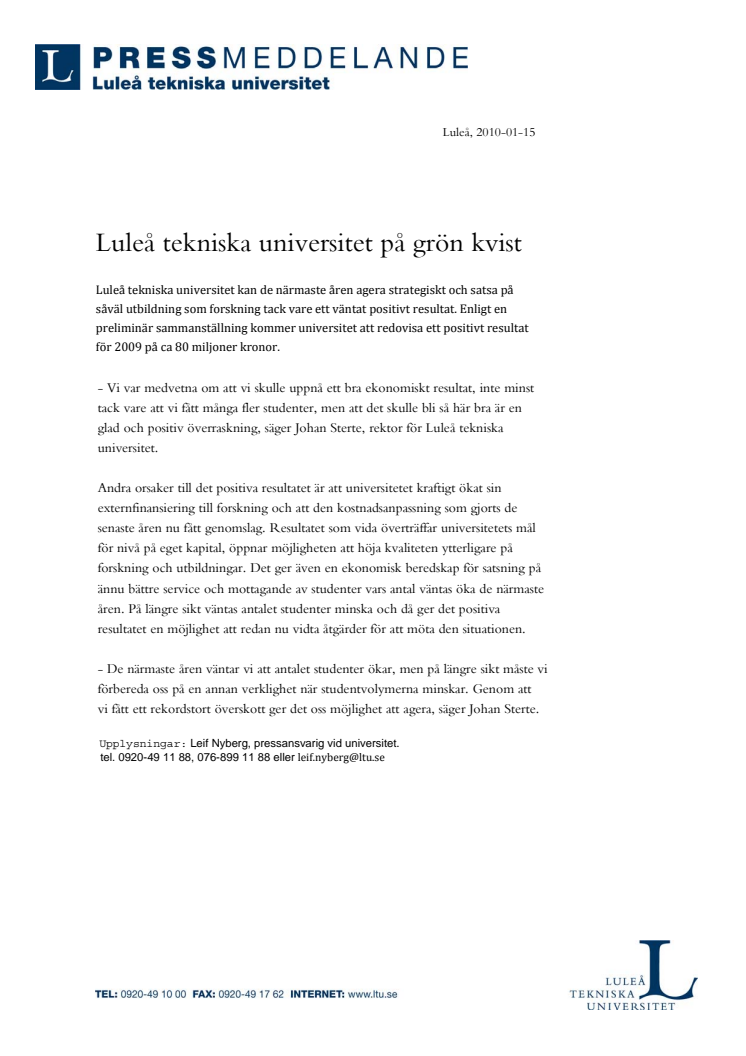 Luleå tekniska universitet på grön kvist