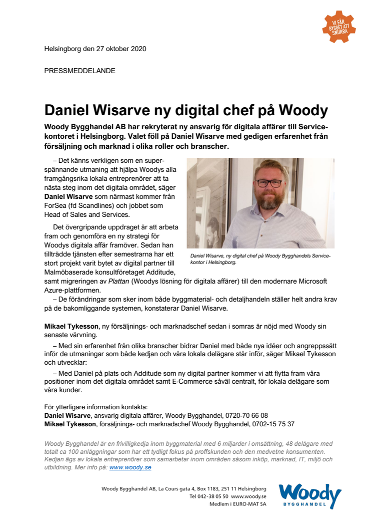 Daniel Wisarve ny digital chef på Woody